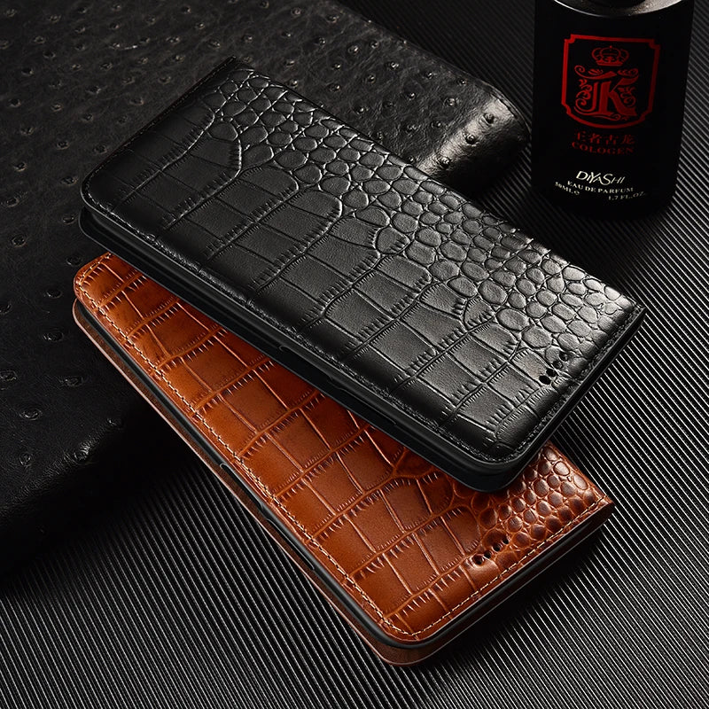 Crocodile Genuine Leather Flip iPhone Case - DealJustDeal