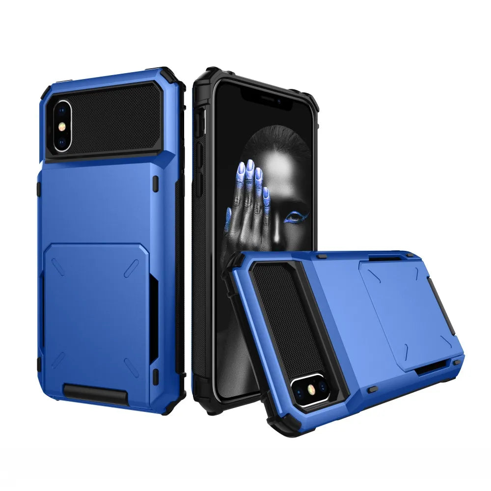 Armor Card Slot Flip Hidden Pocket Wallet iPhone Case - DealJustDeal