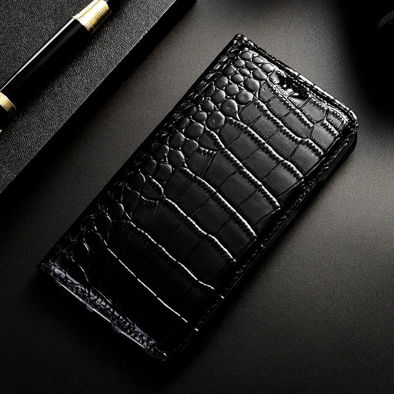 Crocodile Genuine Leather Flip iPhone Case - DealJustDeal