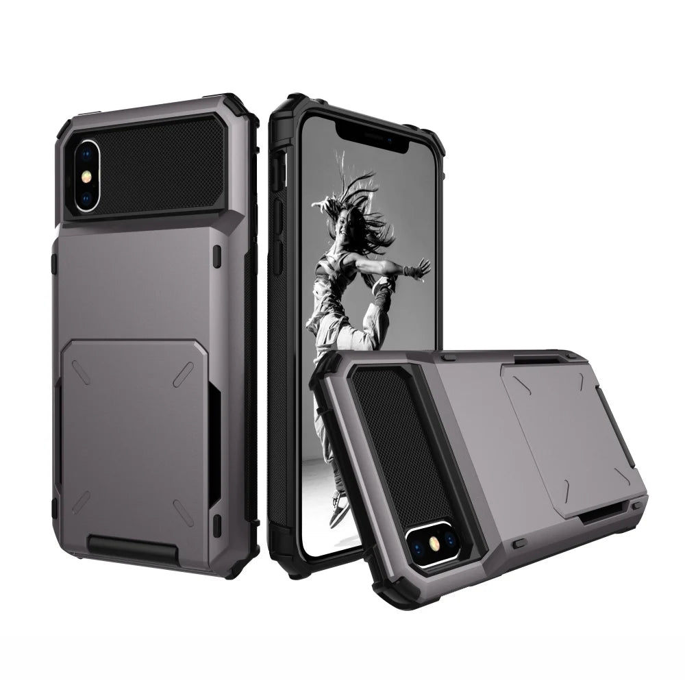 Armor Card Slot Flip Hidden Pocket Wallet iPhone Case - DealJustDeal