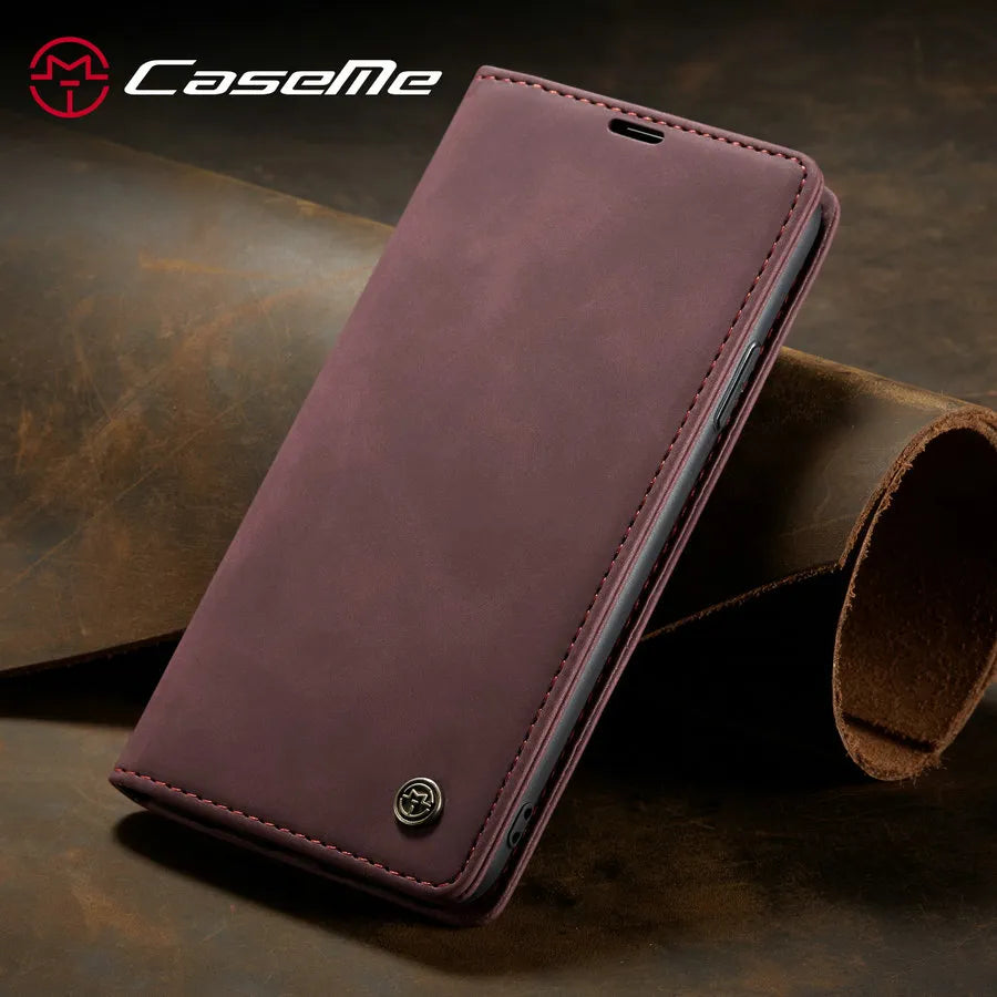 Retro Magnetic Leather Wallet Flip iPhone Case - DealJustDeal