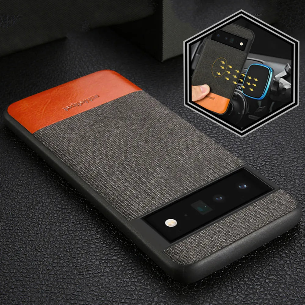 Canvas Leather Magnetic Google Case - DealJustDeal