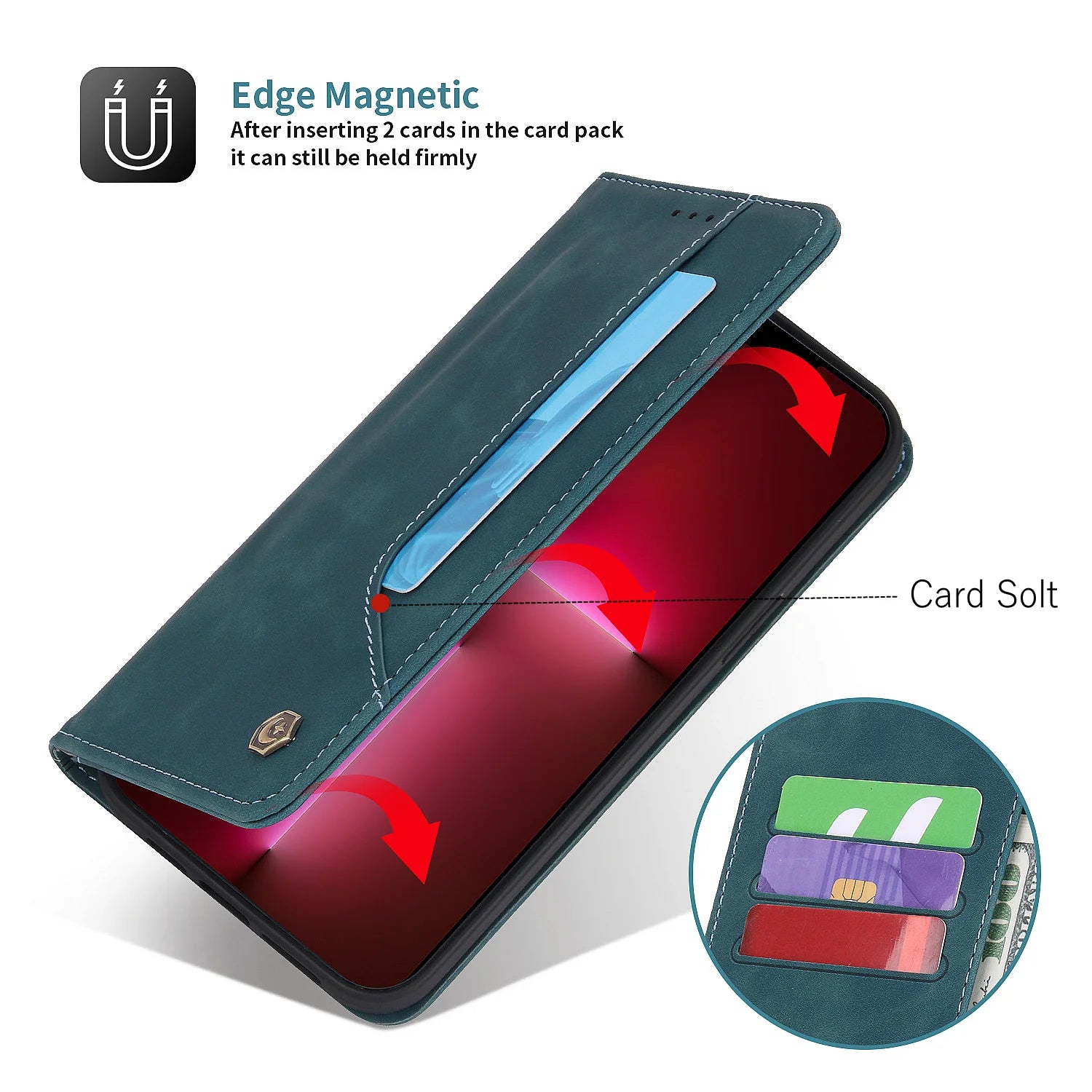 Wallet Card Holder Magnetic Leather Galaxy A53 Case - DealJustDeal