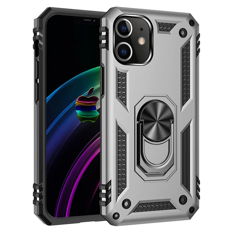 Metal Ring Kickstand Armor Shockproof iPhone Case - DealJustDeal