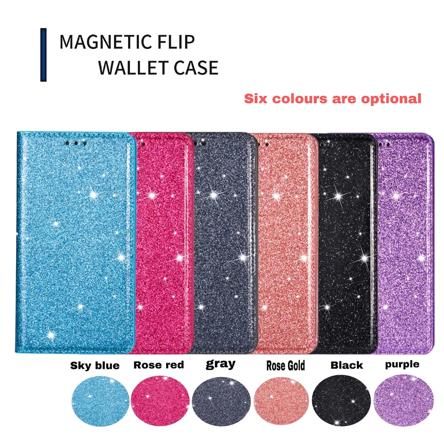 Glitter Magnetic Flip Leather Galaxy A, M and S Case - DealJustDeal