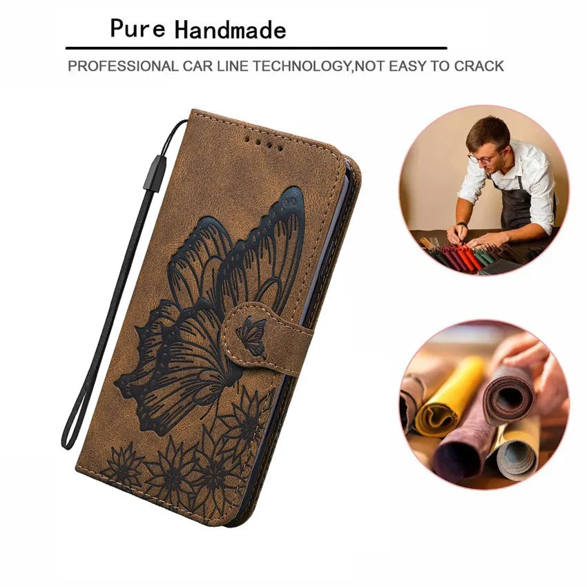 Butterfly Leather Flip Wallet Book iPhone Case - DealJustDeal