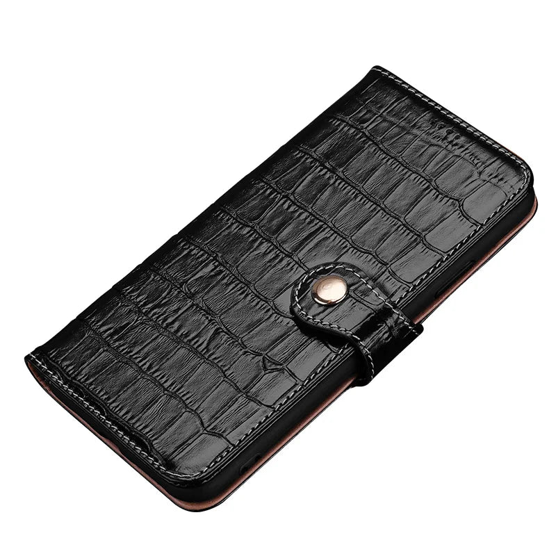 Crocodile Flip Wallet Genuine Leather iPhone Case - DealJustDeal