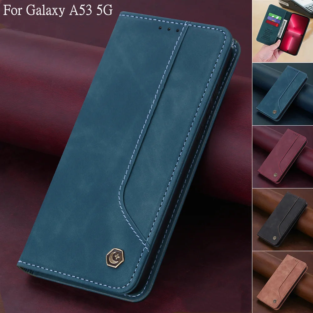 Wallet Card Holder Magnetic Leather Galaxy A53 Case - DealJustDeal