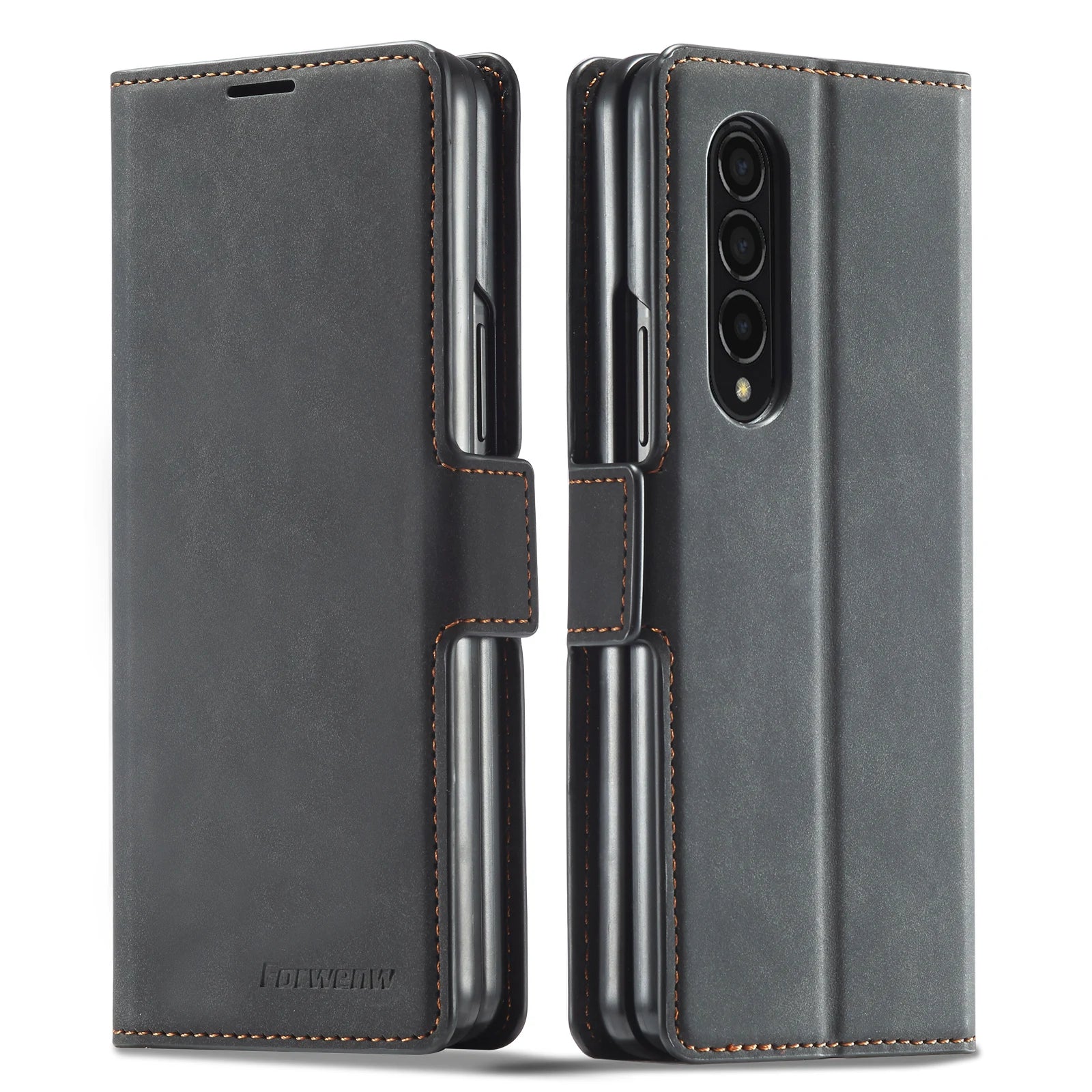 Zipper Pocket Card Holder Wallet  Leather Galaxy Z Fold Case - DealJustDeal