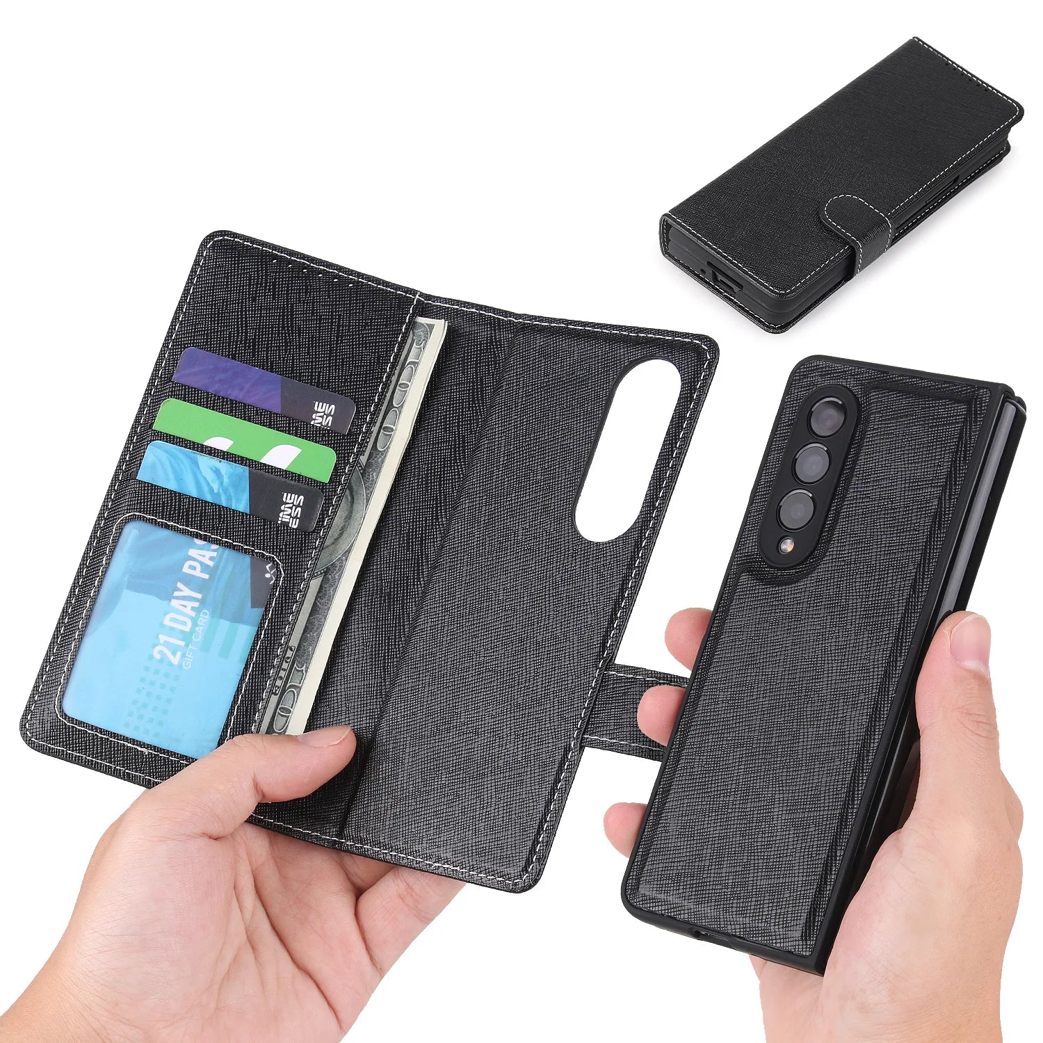 Card Slot Wallet Magnetic Leather Galaxy Z Fold Case - DealJustDeal