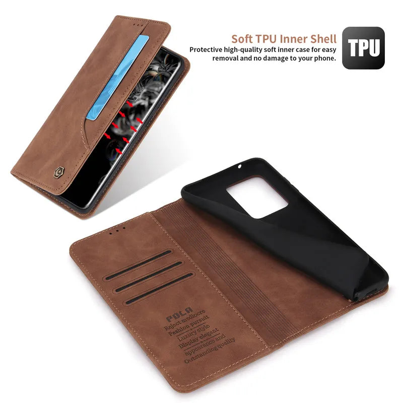 Magnetic Wallet Leather Flip Galaxy S Case - DealJustDeal