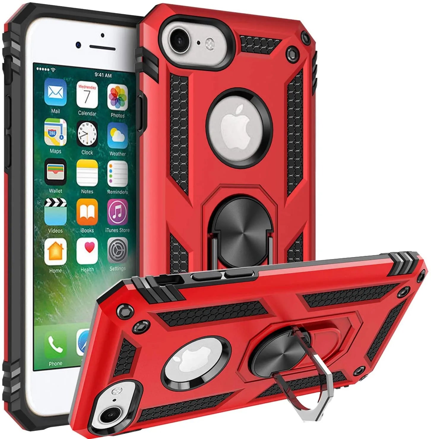 Shockproof Armor Military Drop Protective Ring Holder Magnet iPhone Case - DealJustDeal