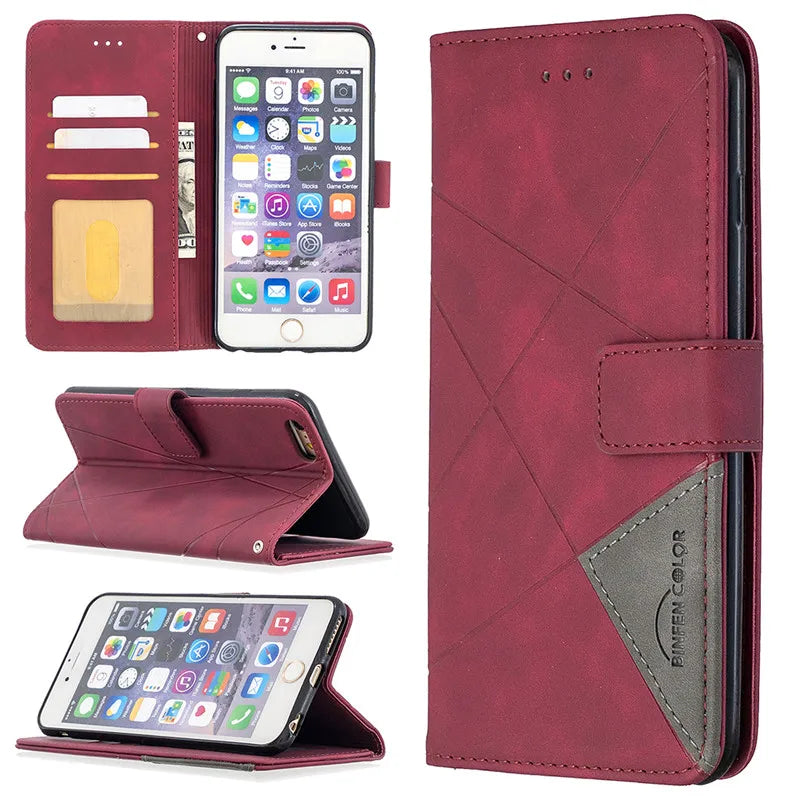 Magnetic Wallet Flip Leather iPhone Case - DealJustDeal