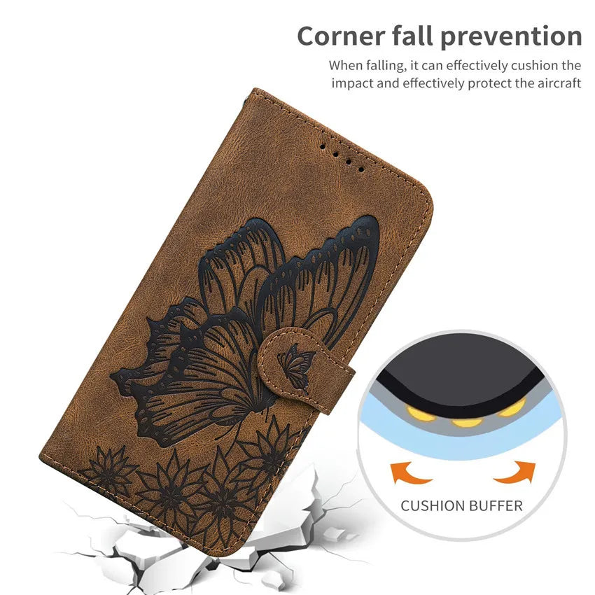 Butterfly Leather Flip Wallet Book iPhone Case - DealJustDeal