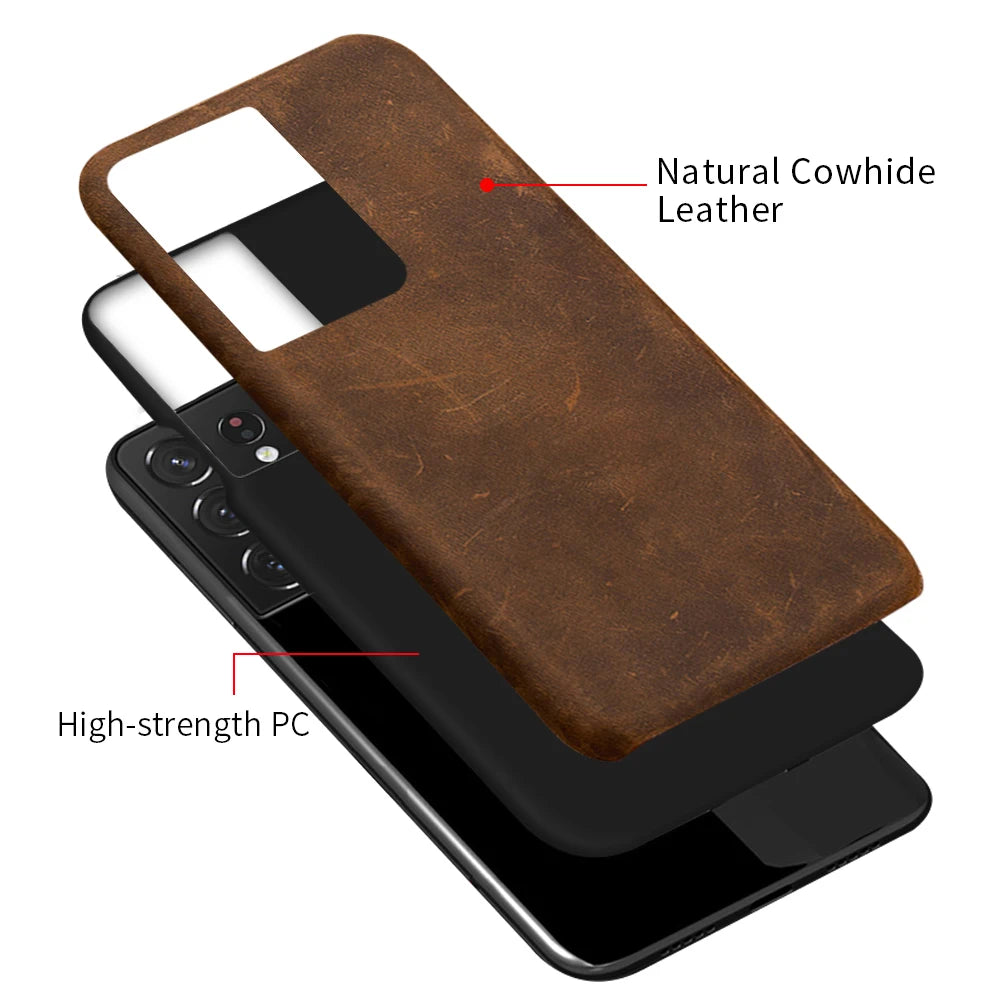 Genuine PULL-UP Leather Galaxy Note and S Case - DealJustDeal