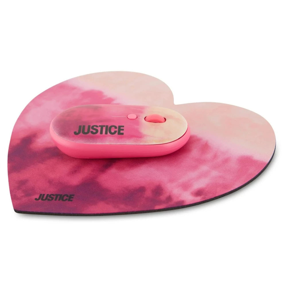 Justice Optical Mouse with Nano USB Receiver and Heart Shaped Mousepad - DealJustDeal