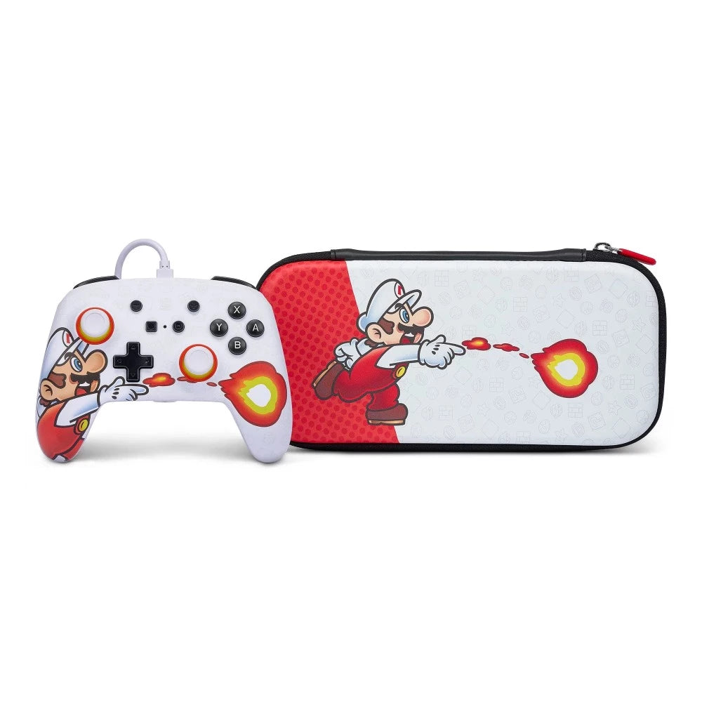 PowerA Enhanced Wired Controller and Slim Case for Nintendo Switch — Mario Fireball - DealJustDeal