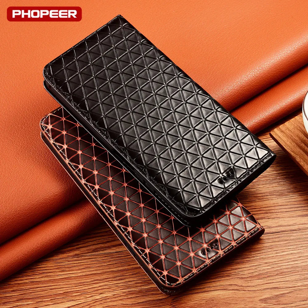 Wallet Flip Diamond Genuine Leather iPhone Case - DealJustDeal