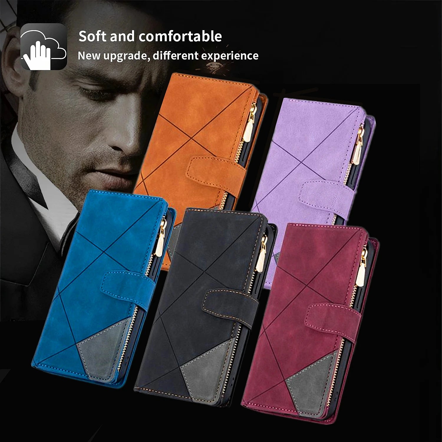 Card Slot Wallet Zipper Leather Flip Galaxy A and M Case - DealJustDeal