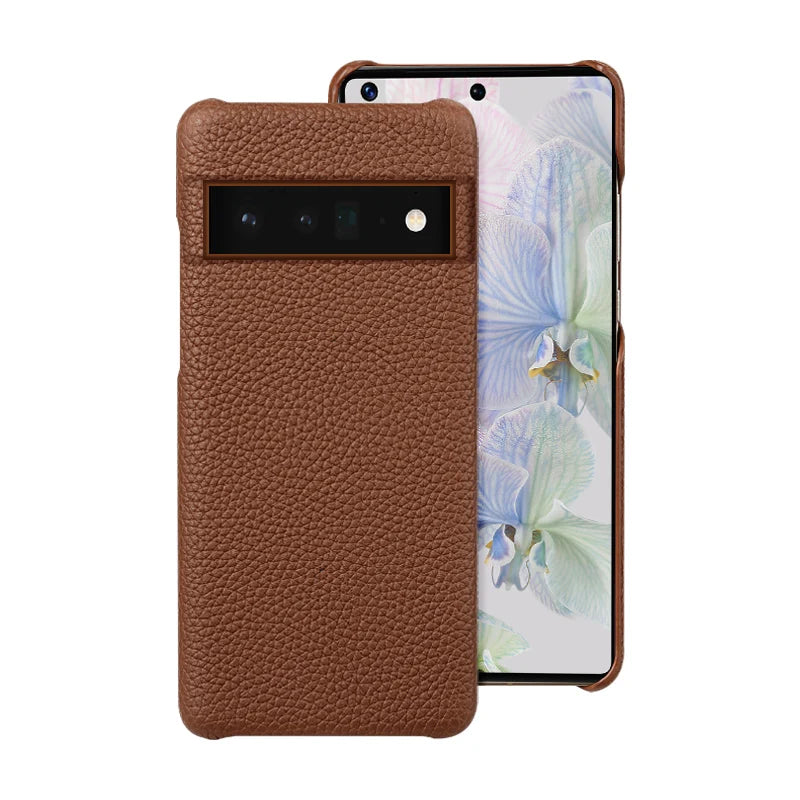 Litchi Grain Half-Inclusive Genuine Cowhide Leather Google Case - DealJustDeal