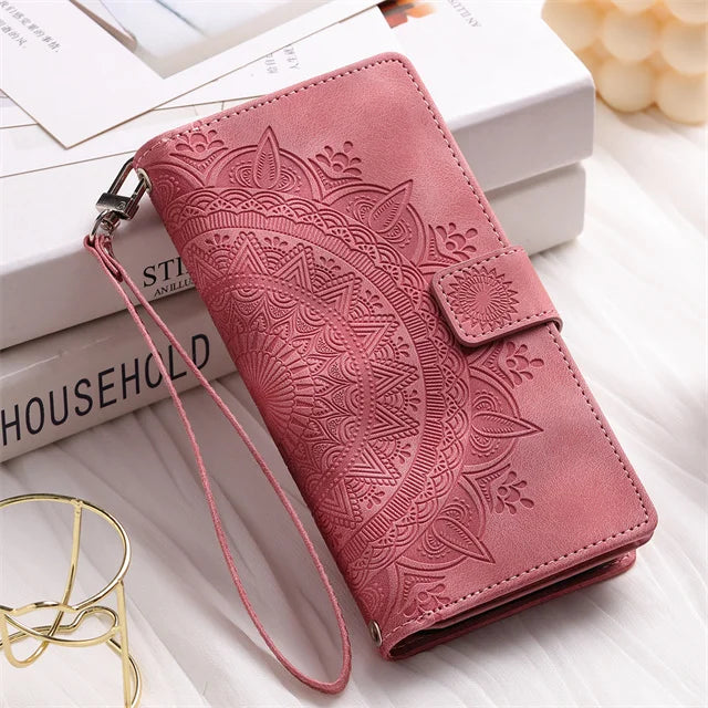 Card Wallet Embossing Leather Flip Galaxy Note and S Case - DealJustDeal