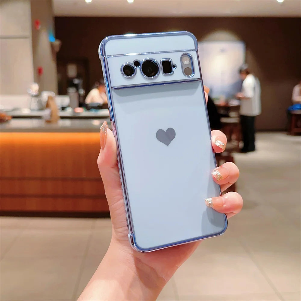 Fashion Love Heart Plating Google Case - DealJustDeal