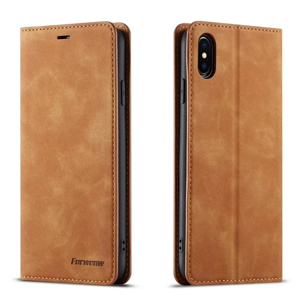 Magnetic Flip Wallet Leather iPhone Case - DealJustDeal