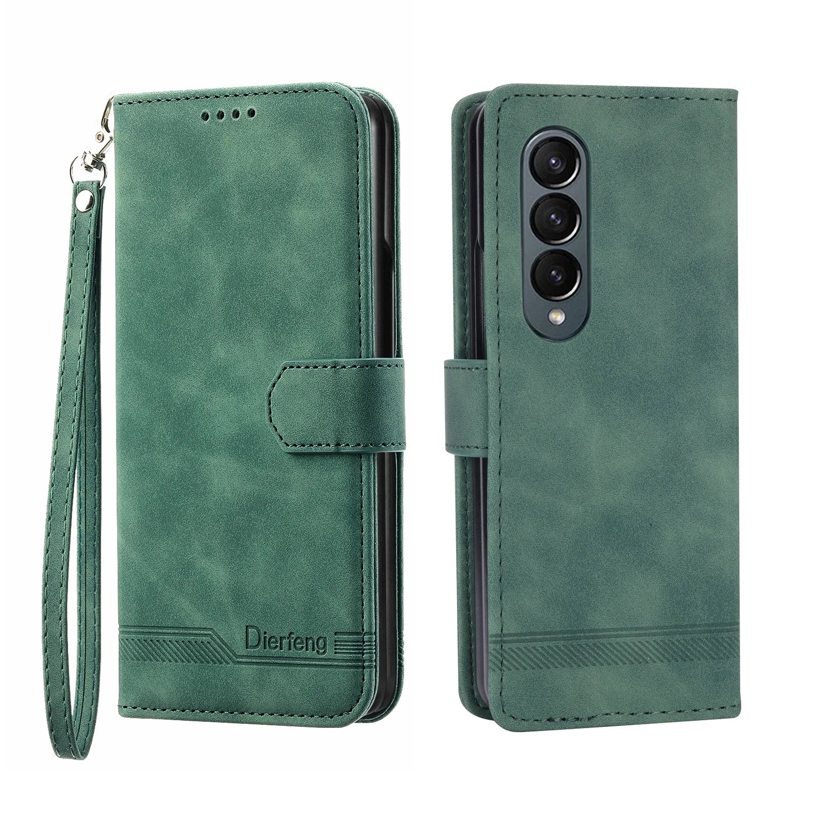 Hand Strap Wallet Cards Hinge Leather Galaxy Z Fold Case - DealJustDeal