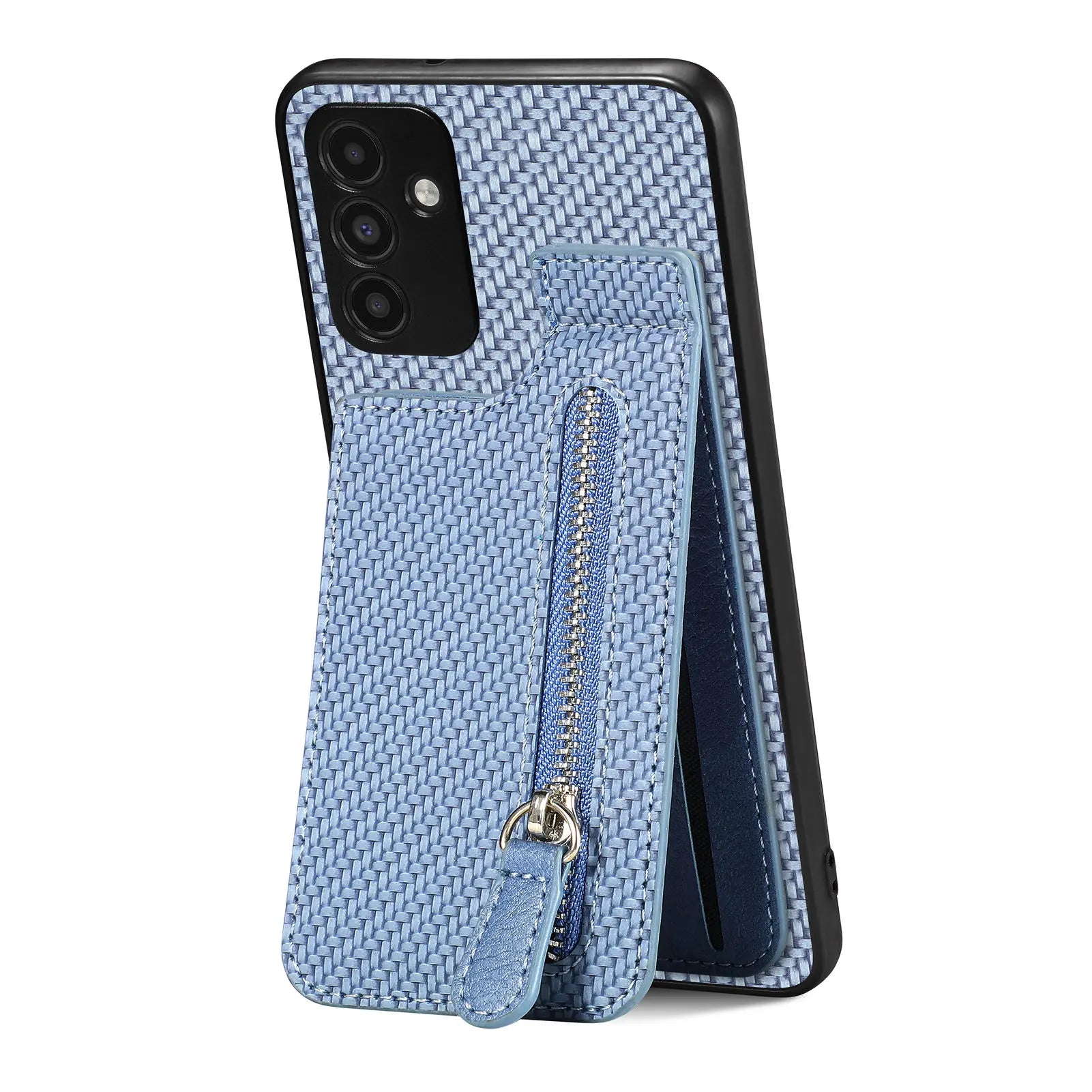 Magnetic Zipper Carbon Fiber Leather Galaxy A Case - DealJustDeal