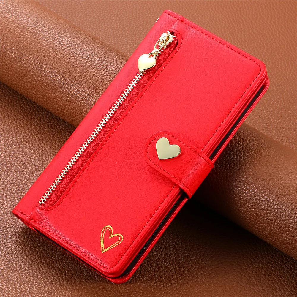 Zipper Cards Slot Wallet Leather Galaxy S Case - DealJustDeal