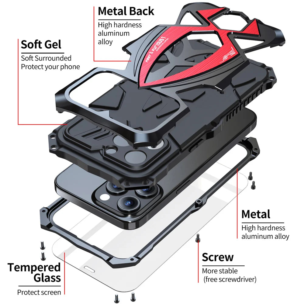 Rugged Armor Shockproof Metal TPU Shell Bumper iPhone Case - DealJustDeal