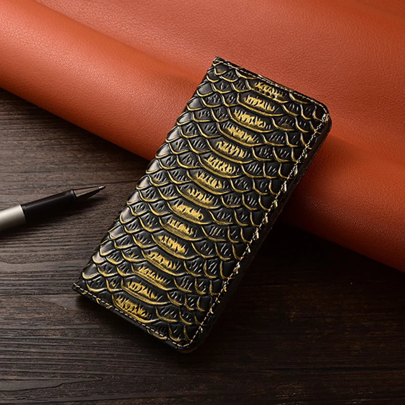 Snake Texture Genuine Leather Galaxy Note Case - DealJustDeal