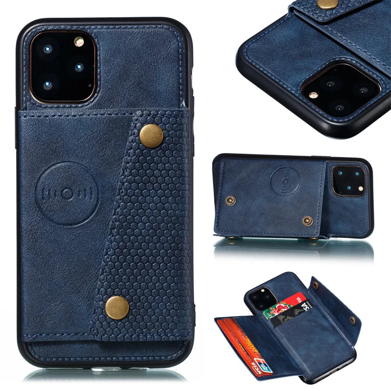 Card Slot Holder Wallet PU Leather iPhone Case - DealJustDeal