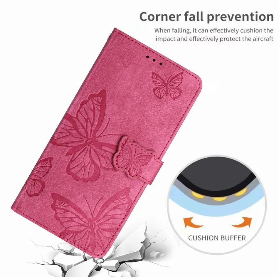 3D Butterfly Card Slot Protective Wallet iPhone Case - DealJustDeal