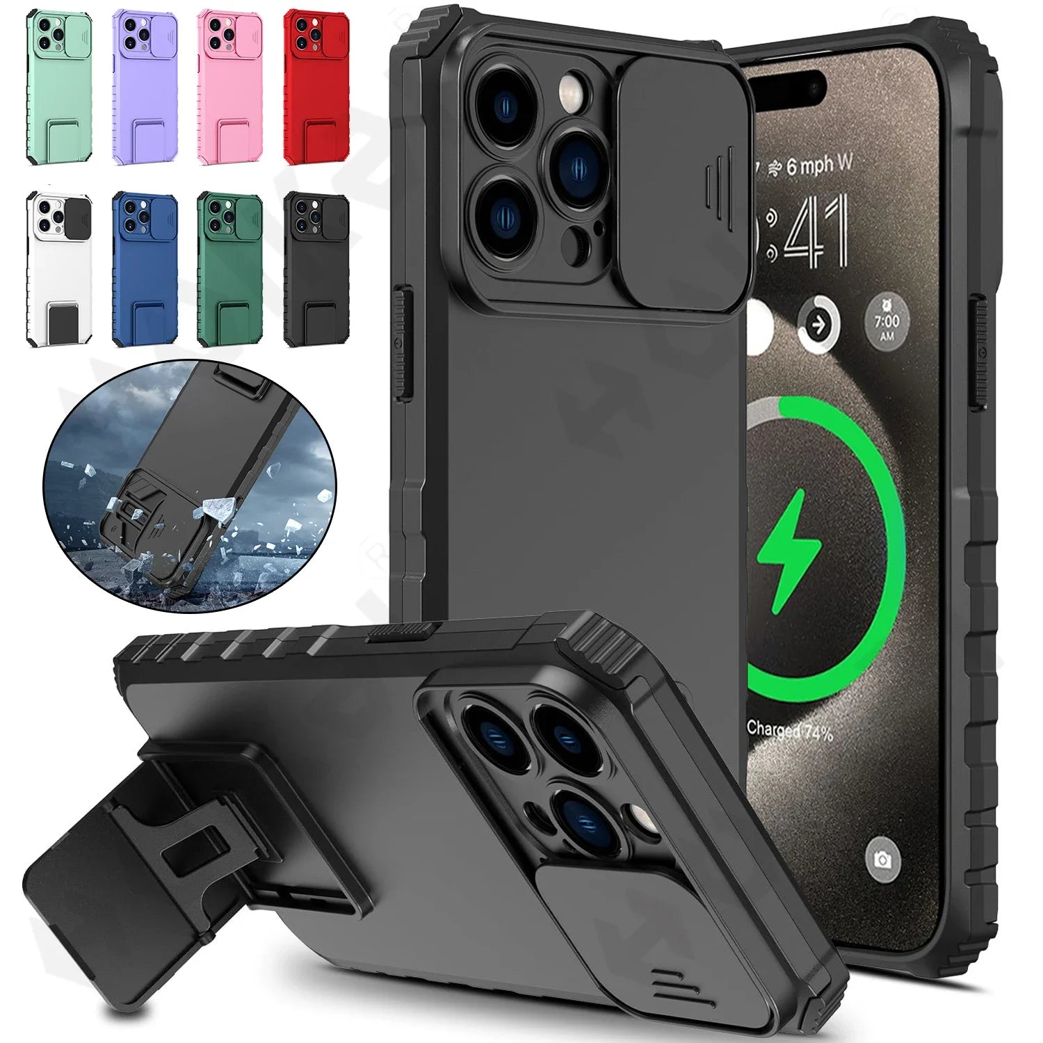 Pull Slide Camera Protection Magnetic Shockproof iPhone Case - DealJustDeal