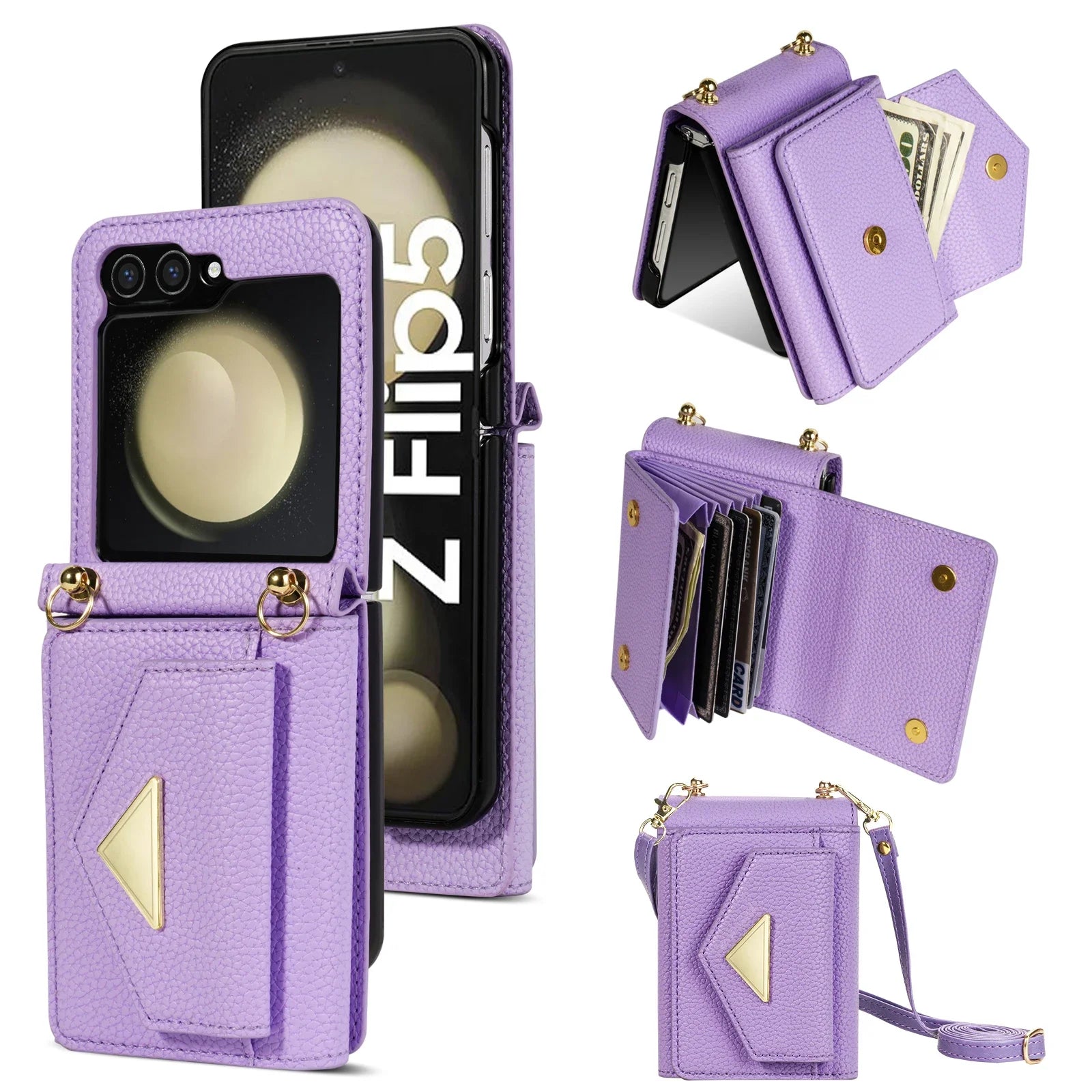 Crossbody Card Slot Wallet Leather Galaxy Z Flip Case - DealJustDeal