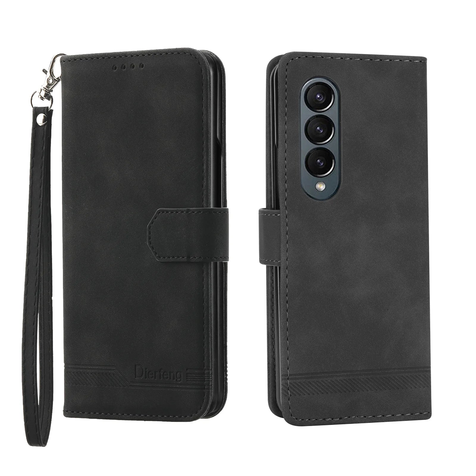 Hand Strap Wallet Cards Hinge Leather Galaxy Z Fold Case - DealJustDeal