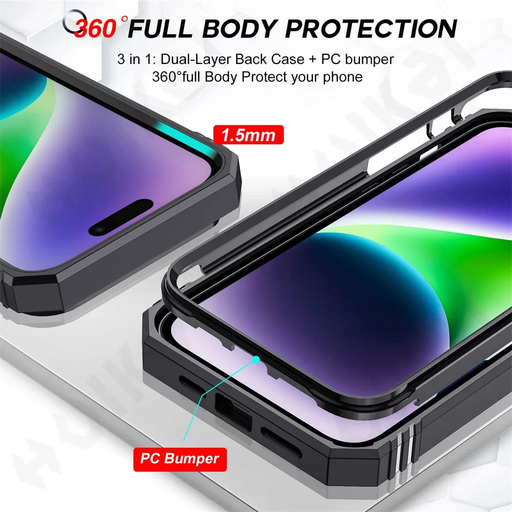 Armor Designed Shockproof Rugged Protective Slide Lens Protector iPhone Case - DealJustDeal