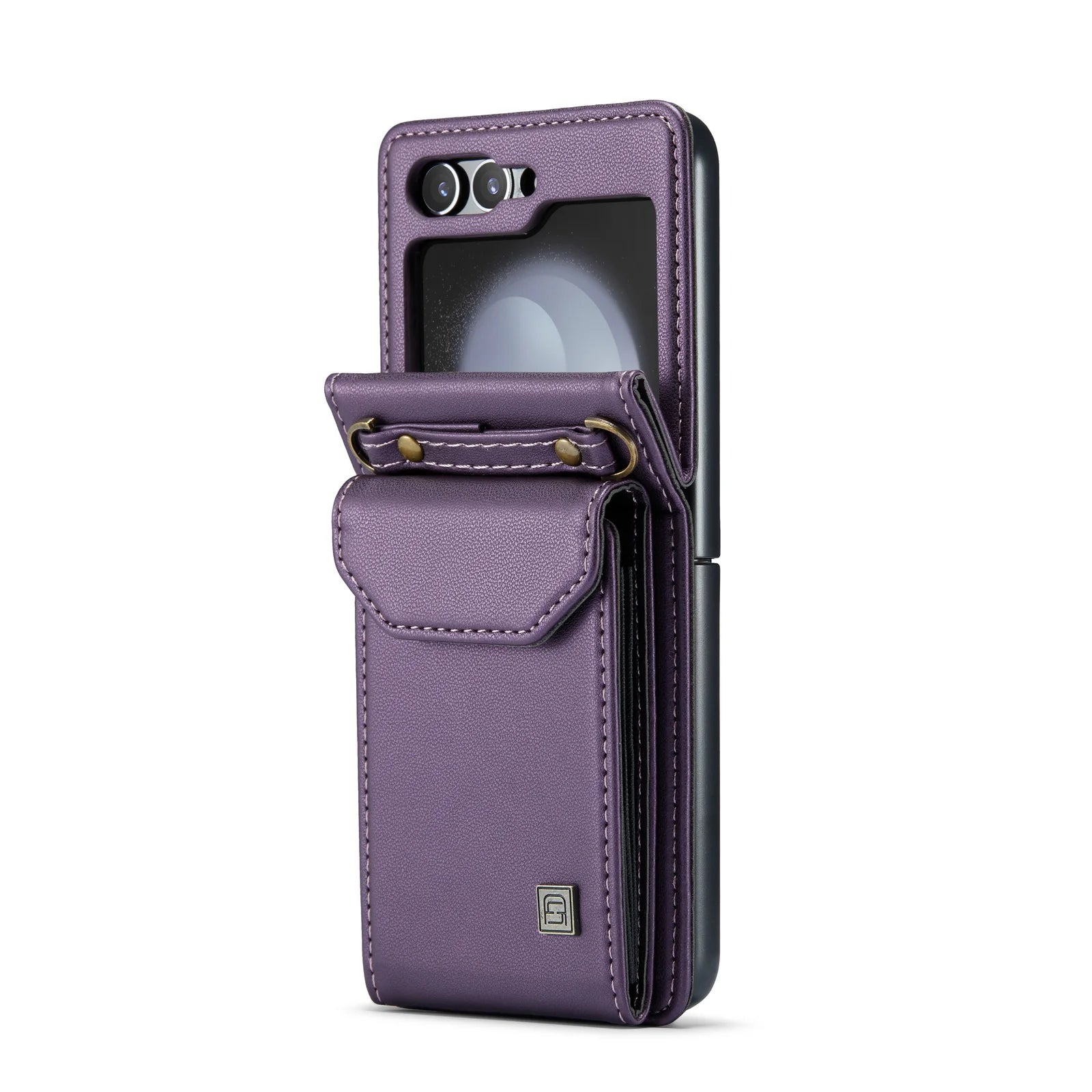 Vertical Cards Slot Crossbody Lanyard Leather Wallet Galaxy Z Flip Case - DealJustDeal