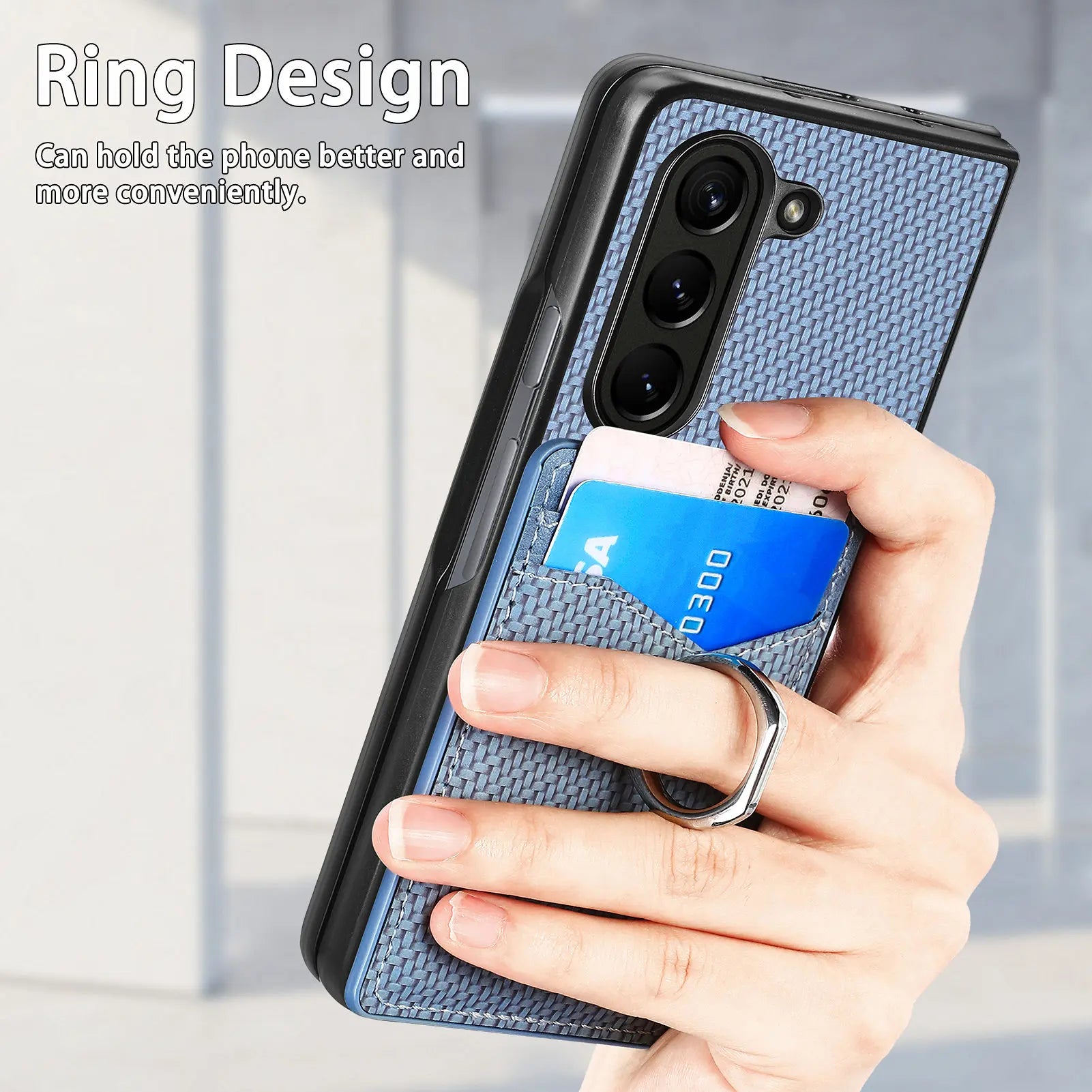 Carbon Fiber Magnetic Cards Slot Wallet Galaxy Z Fold Case - DealJustDeal