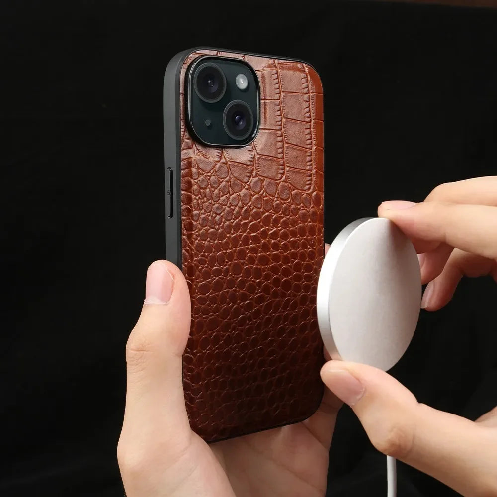 Cowhide Half-Inclusive Genuine Leather iPhone Case - DealJustDeal