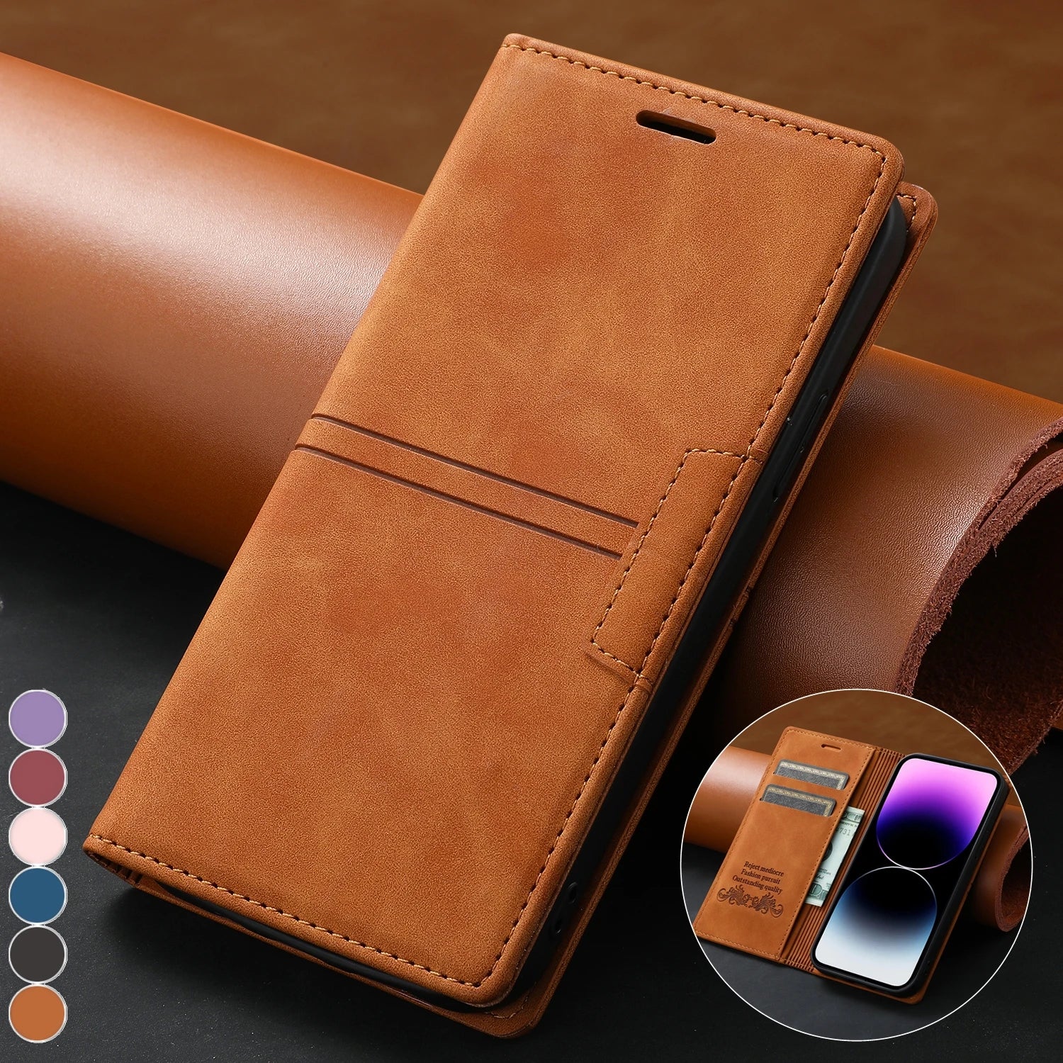 Flip Wallet Leather Galaxy A, F and M Case - DealJustDeal