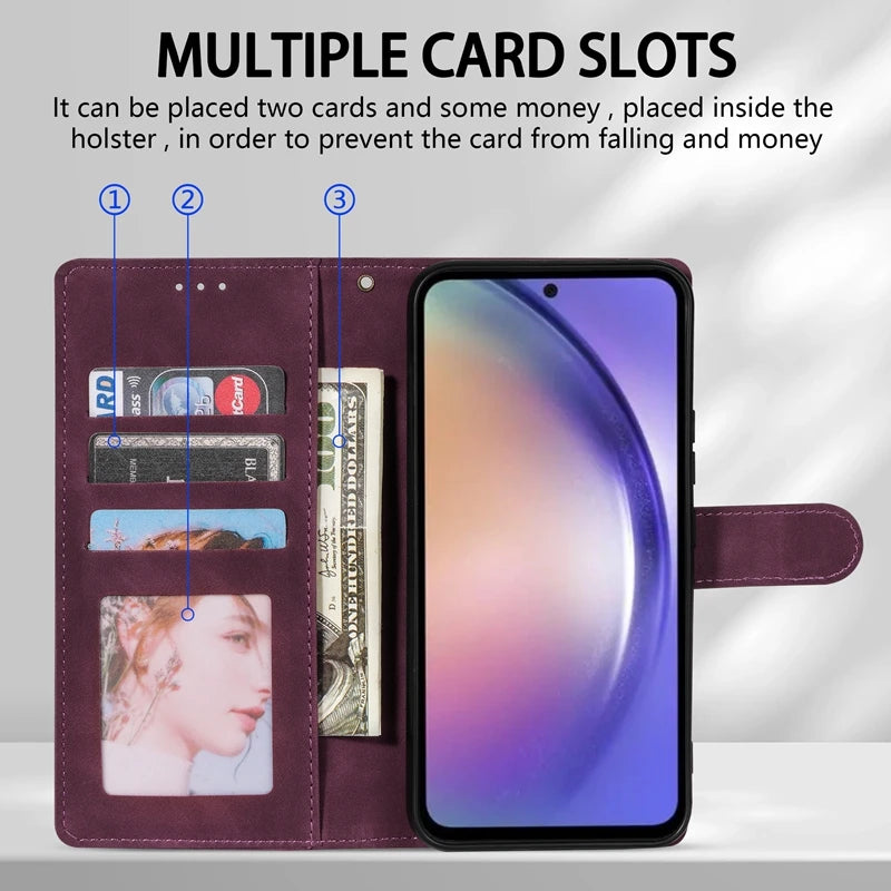 Wallet Card Slot Holder Magnetic Flip Leather Galaxy A Case - DealJustDeal