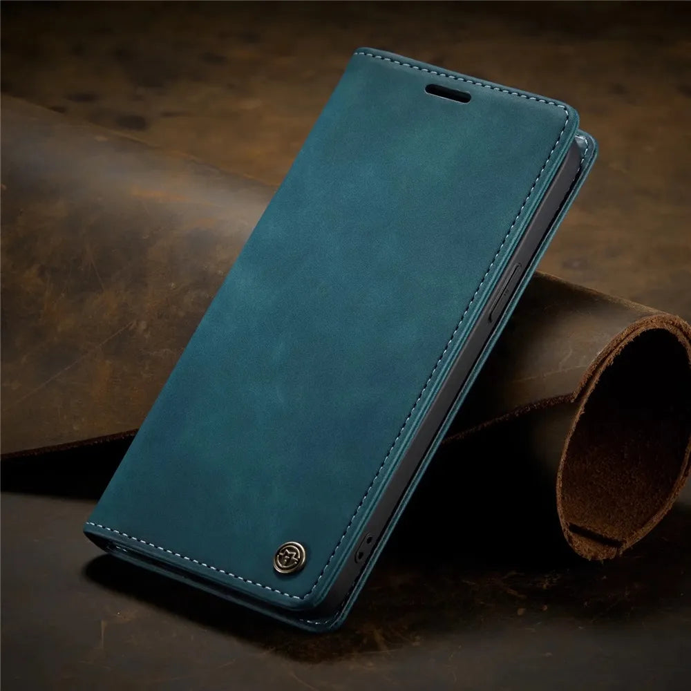 Magnetic Retro Matte Leather Flip iPhone Case - DealJustDeal