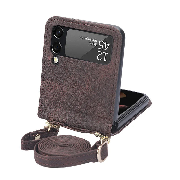 Leather Card Slot Galaxy Z Flip Case - DealJustDeal