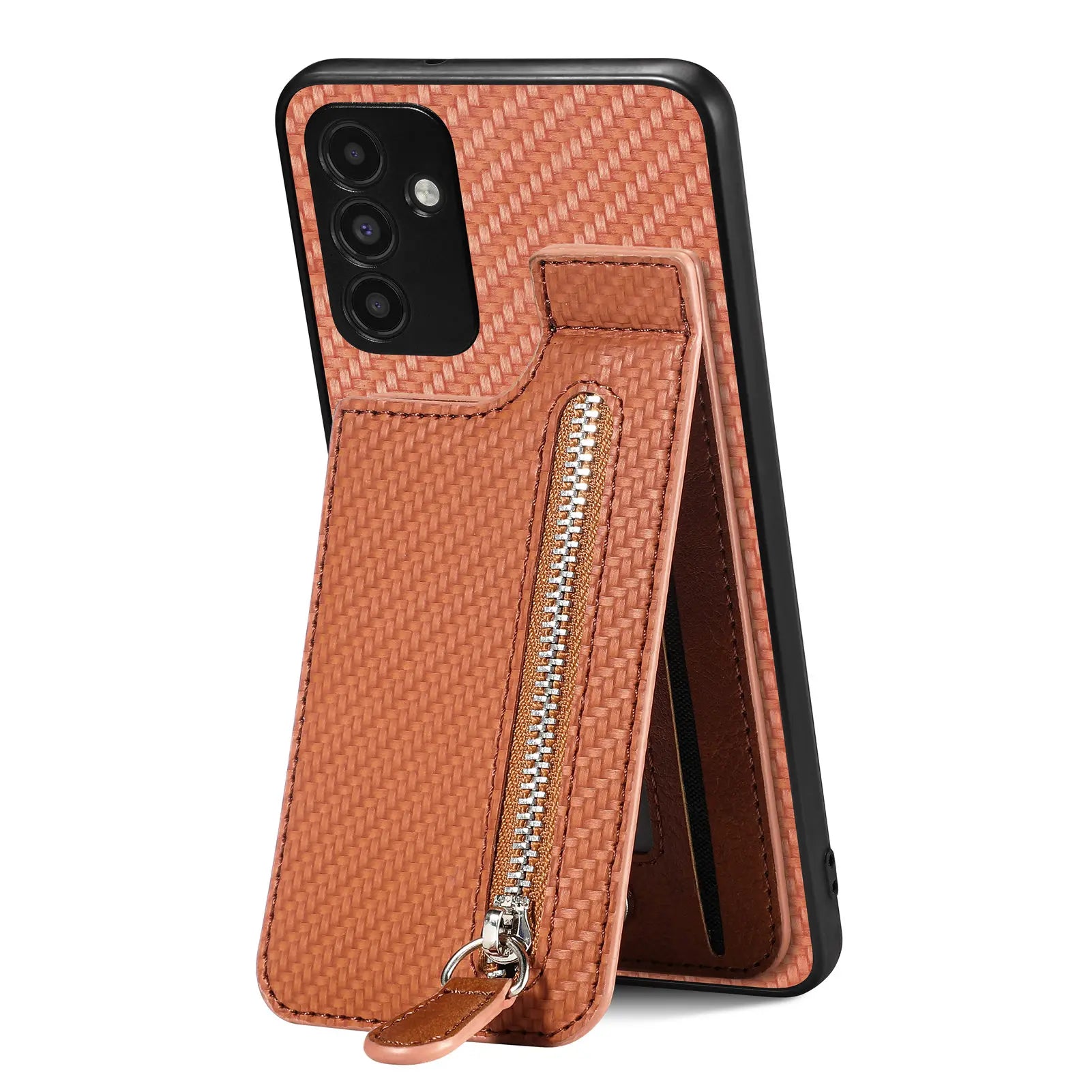 Magnetic Zipper Carbon Fiber Leather Galaxy A Case - DealJustDeal