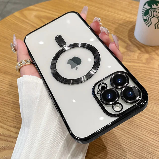 Soft Plating Fashion Magnetic Magsafe iPhone Case With Lens Protector - DealJustDeal