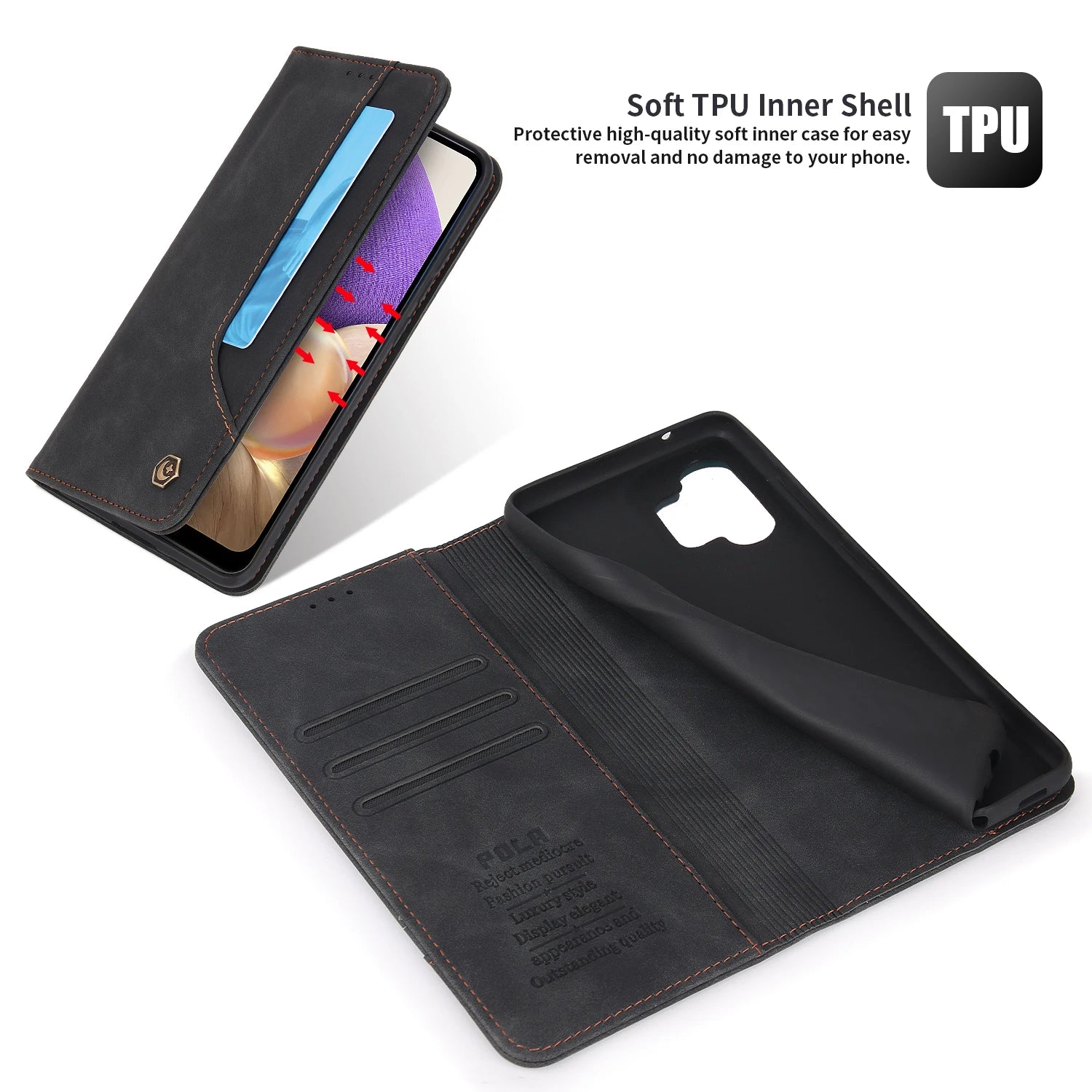 Magnetic Flip Card Holder Wallet Leather Galaxy A13 Case - DealJustDeal