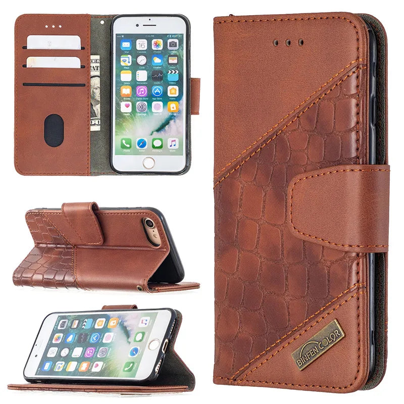 Protective Wallet Flip Leather iPhone Case SE2020 2022 - DealJustDeal