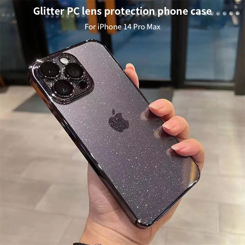 Clear Transparent Shockproof Electroplated Glitter iPhone Case - DealJustDeal